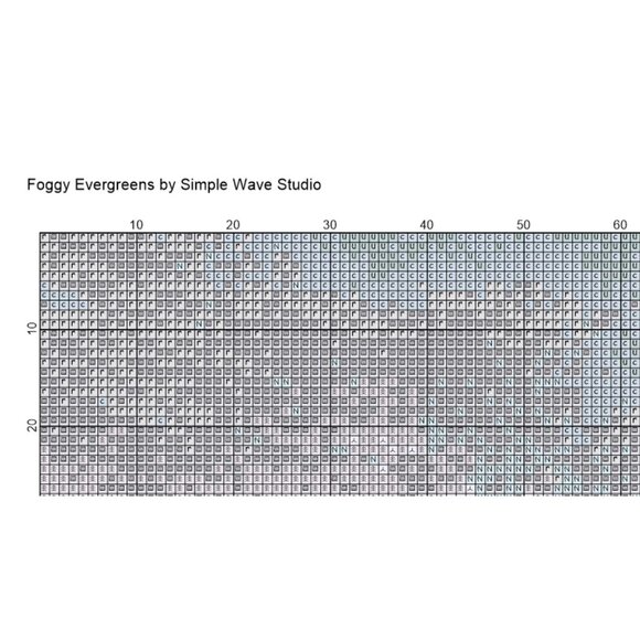 Foggy Green Evergreen Tree Mountain Landscape Counted Cross Stitch Leaflet NEW - Picture 4 of 4